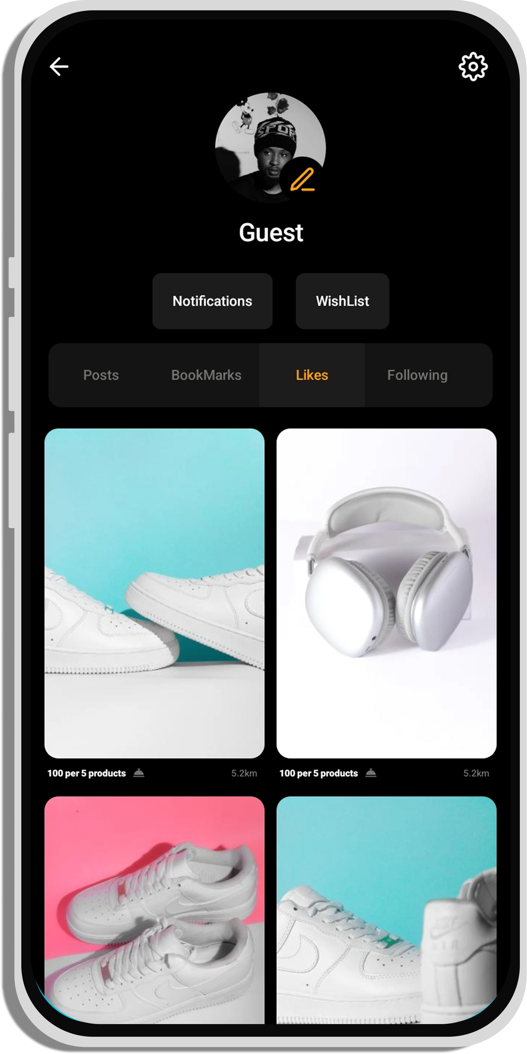 A profile with likes, bookmarks and following
