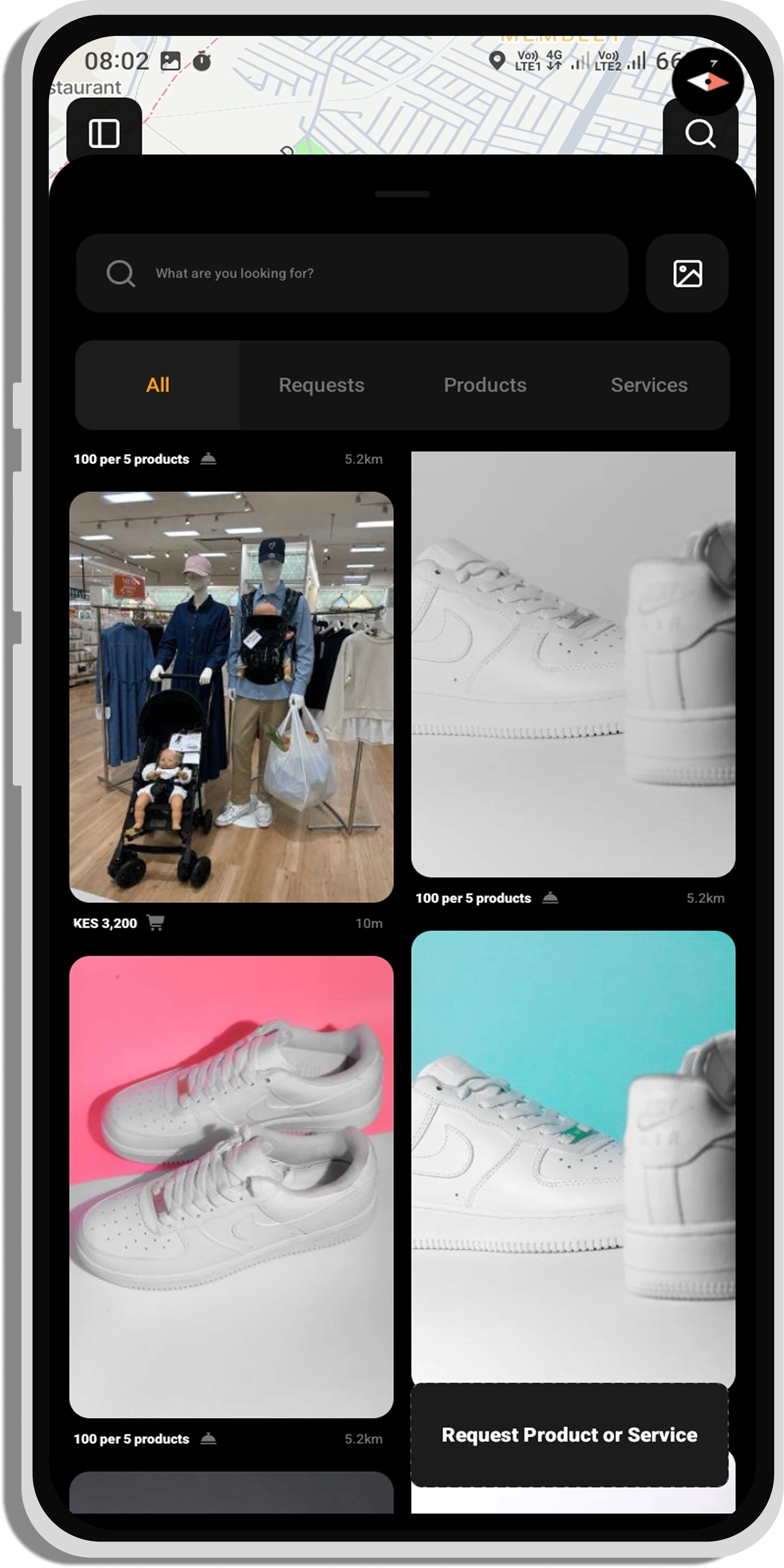 The For You page with products, requests and services